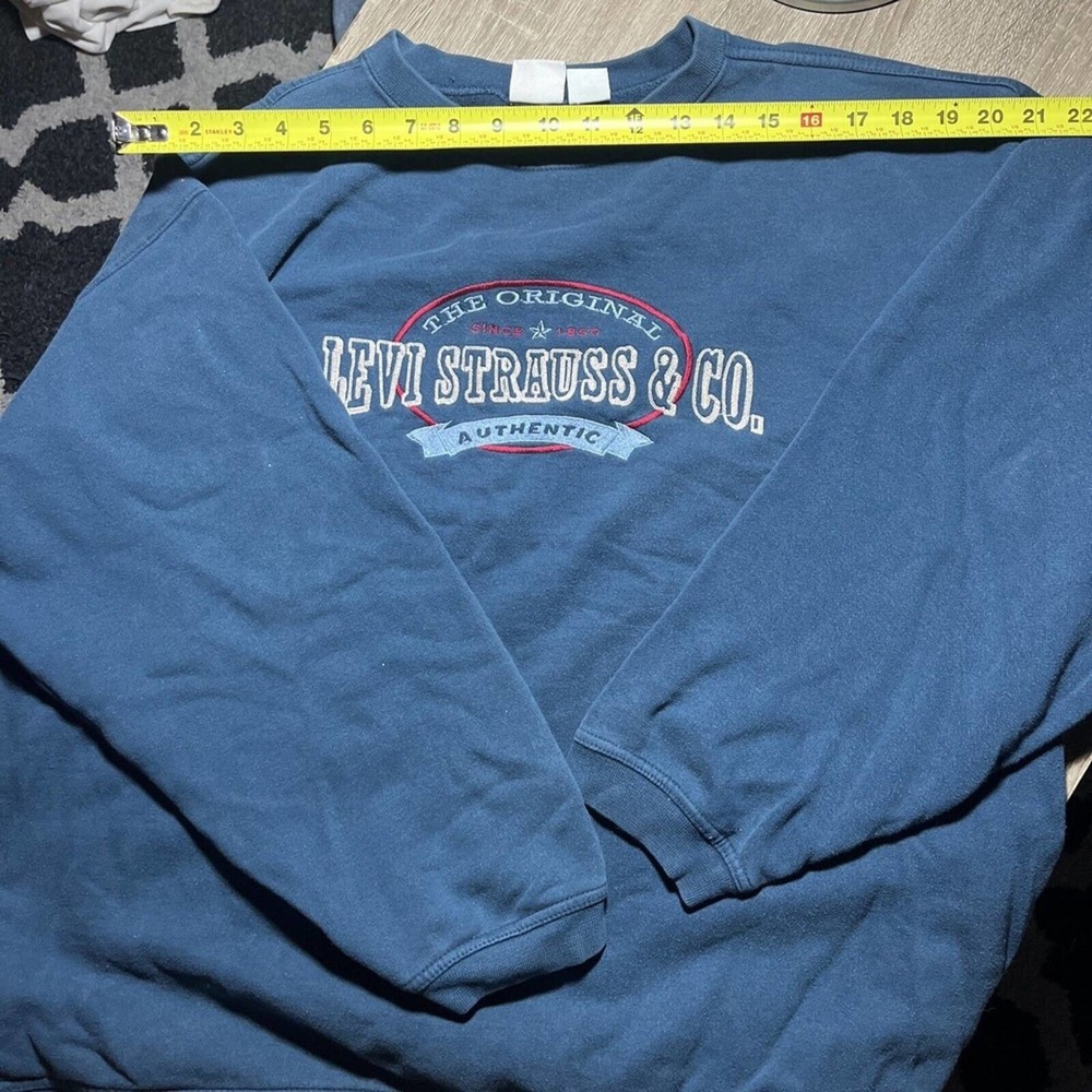 Vintage Levis Sweatshirt Women L Blue Levi Strauss Embroidered Logo Sweater